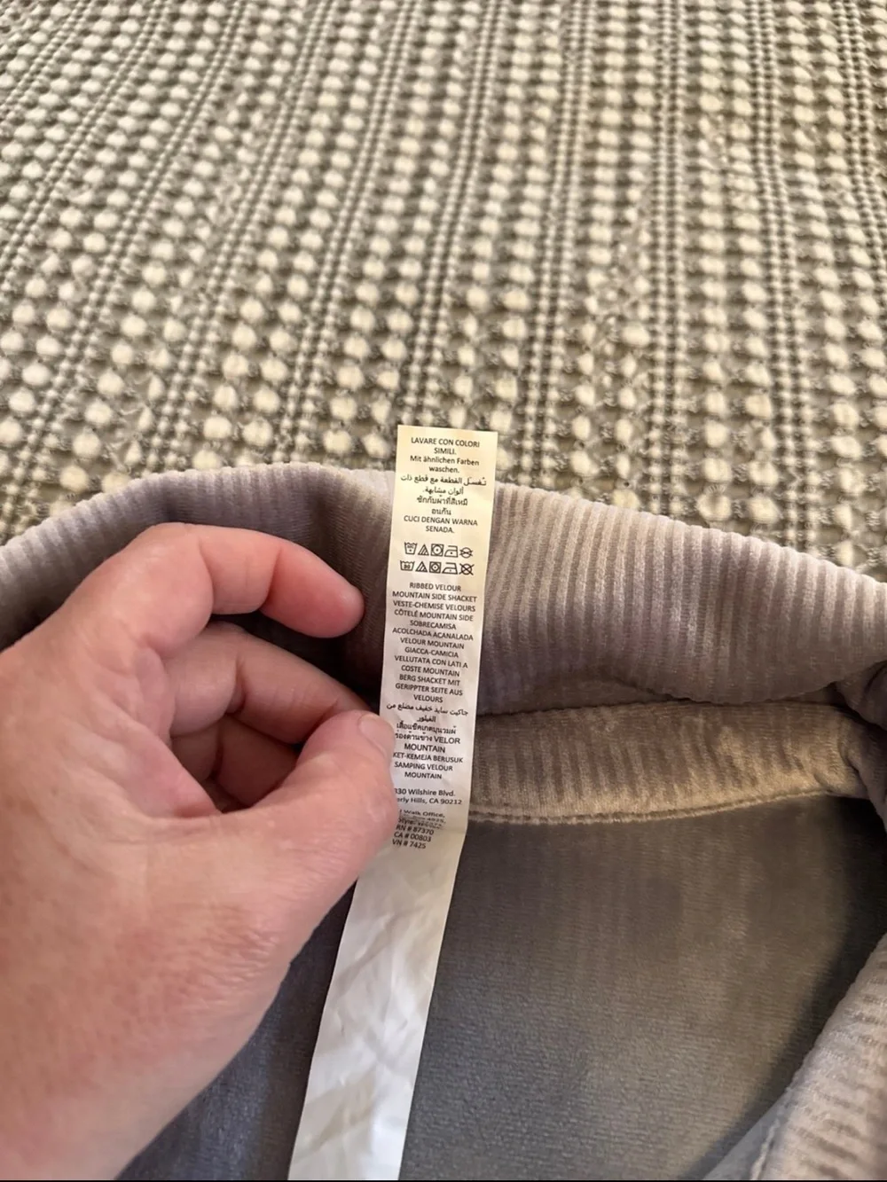 Alo Ribbed Velour Mountain Side Shacket - Fog size Large NWOT
